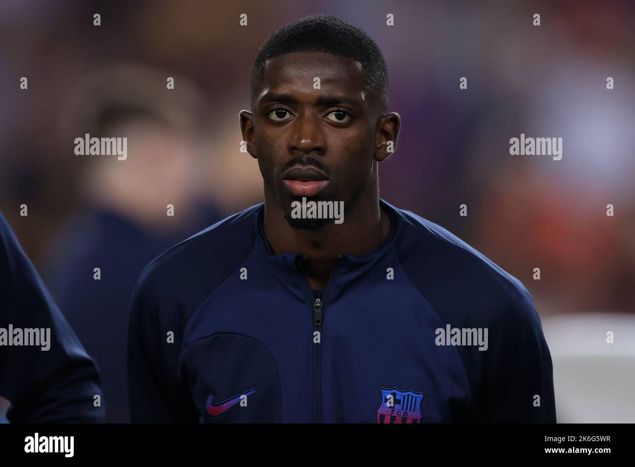 Barcelona, Spain, 12th October 2022. Ousmane Dembele of FC Barcelona looks on during the line up prior to kick off in the UEFA Champions League match at Camp Nou, Barcelona. Picture credit should read: Jonathan Moscrop / Sportimage Stock Photo