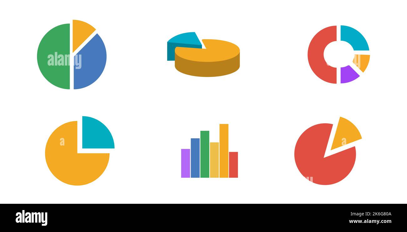 Pie chart set icon. Set of infographics elements. Isolated vector ...