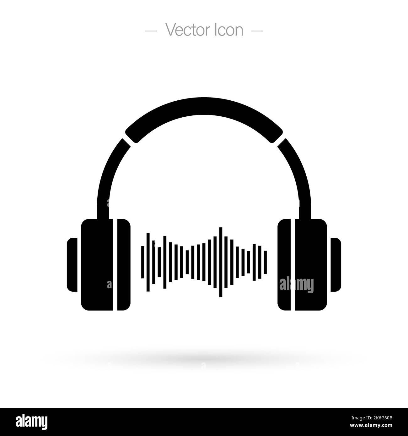 Headphone icon with sound wave pulse. Minimal design to isolated vector