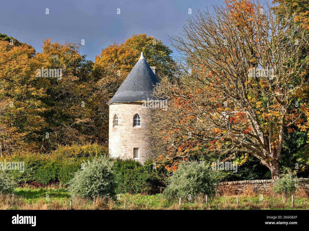 Golspie Sutherland Scotland house with turret alongside Duke Street and