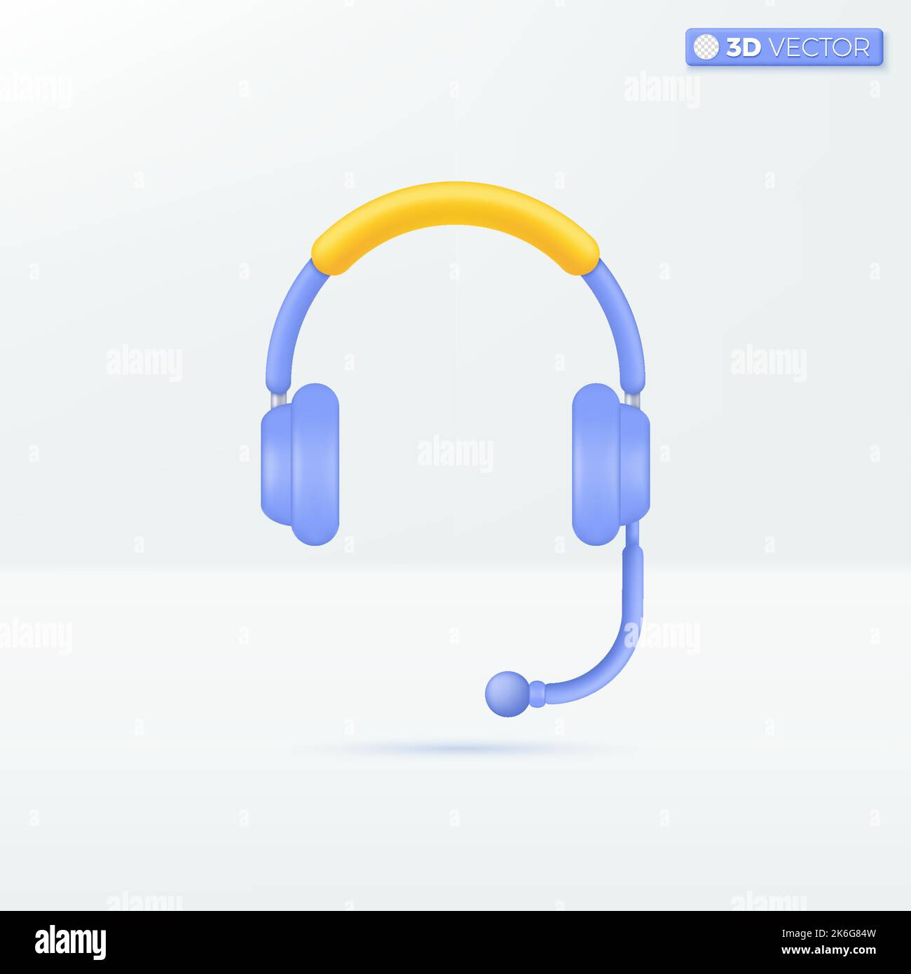 Headphone with microphone icon symbols. operators, call center, communicationt concept. 3D vector isolated illustration design. Cartoon pastel Minimal Stock Vector
