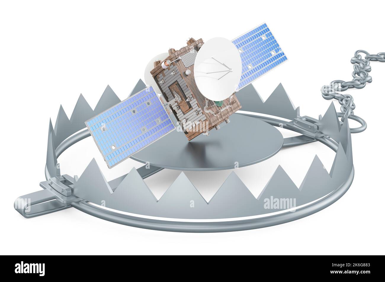 Bear trap with satellite, 3D rendering isolated on white background ...
