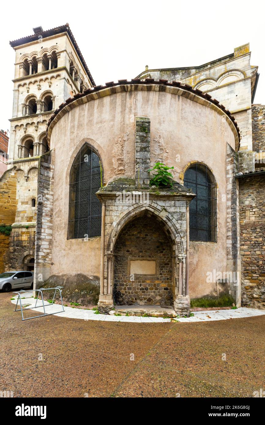 The church and cloister of Saint-André-le Bas in Vienne. The abbey founded in the 6th century on Gallo-Roman foundations. Vienne was a major centre of Stock Photo