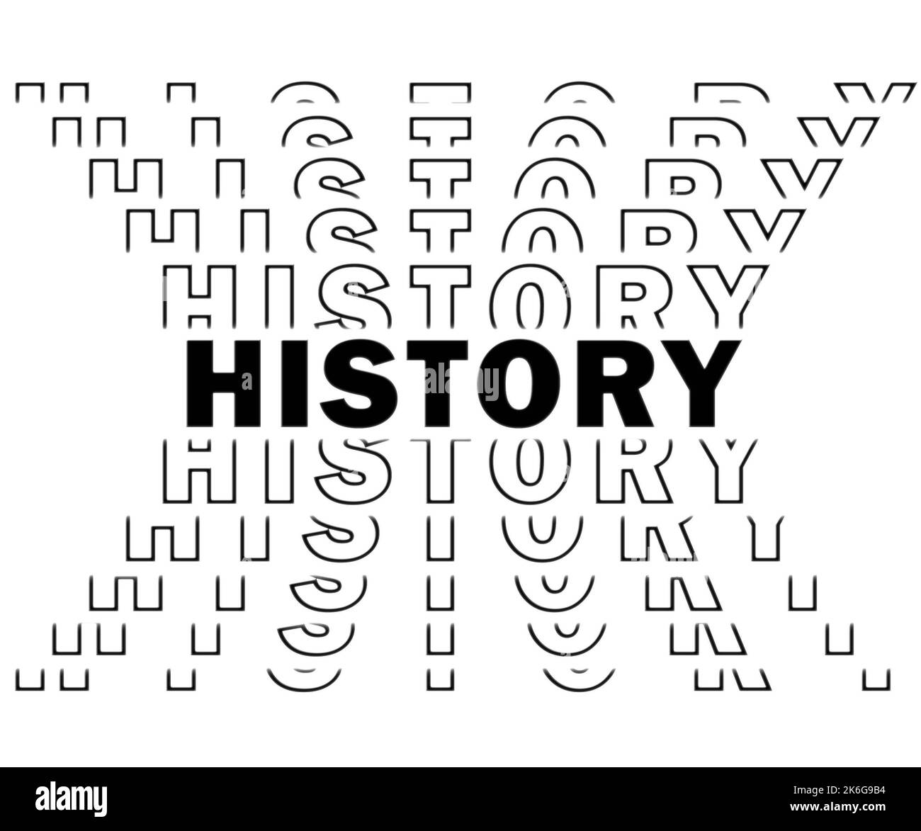 HISTORY black lettering with repeating effect on white background