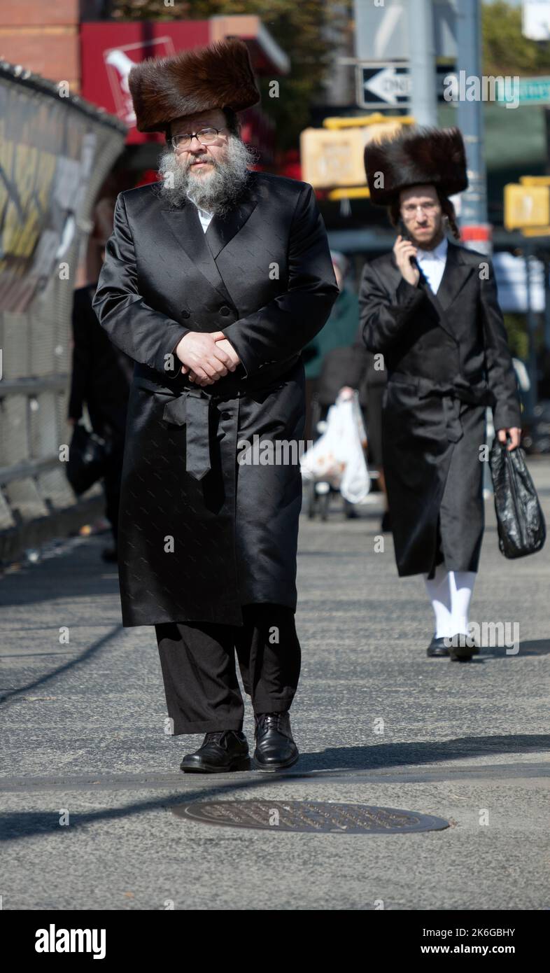During the Jewish holiday of Sukkos, orthodox men wearing fur hats