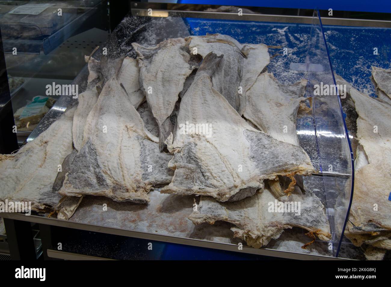 Bacalhau fish, portuguese tradicional food. Cod fish in salt