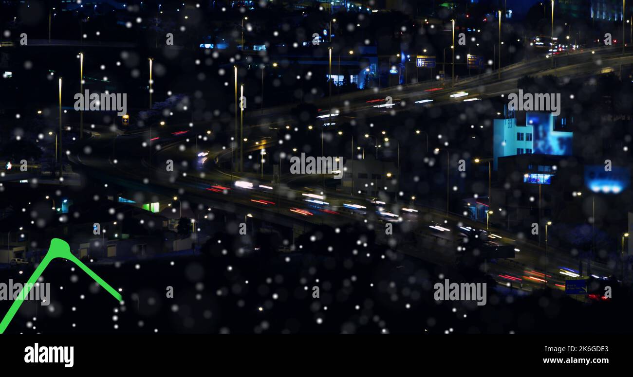 Composition of data processing over cityscape Stock Photo