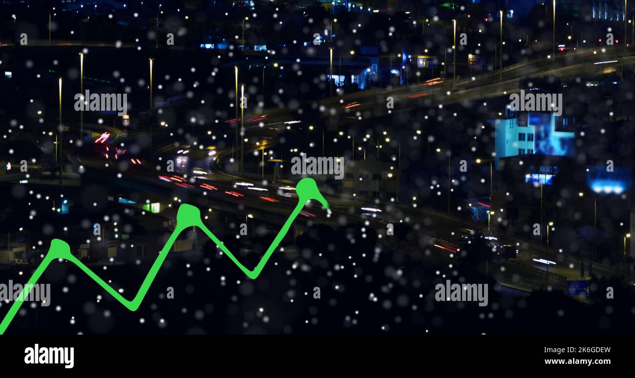 Composition of data processing over cityscape Stock Photo
