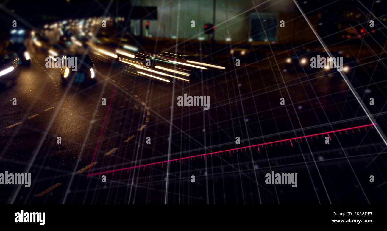 Composition of data processing over cityscape Stock Photo
