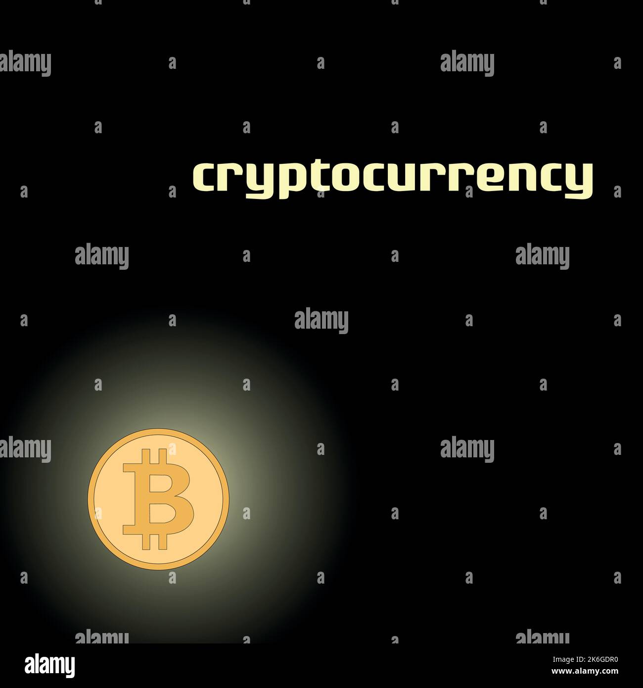 bitcoin coin glows in the dark, vector Stock Vector