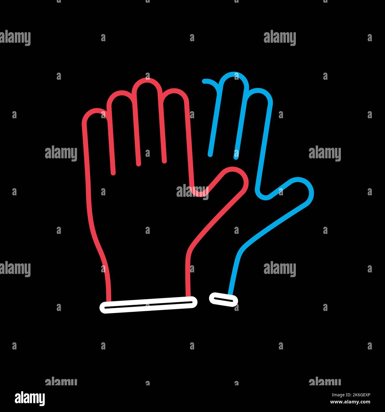Medical protective rubber gloves vector flat icon on black background ...