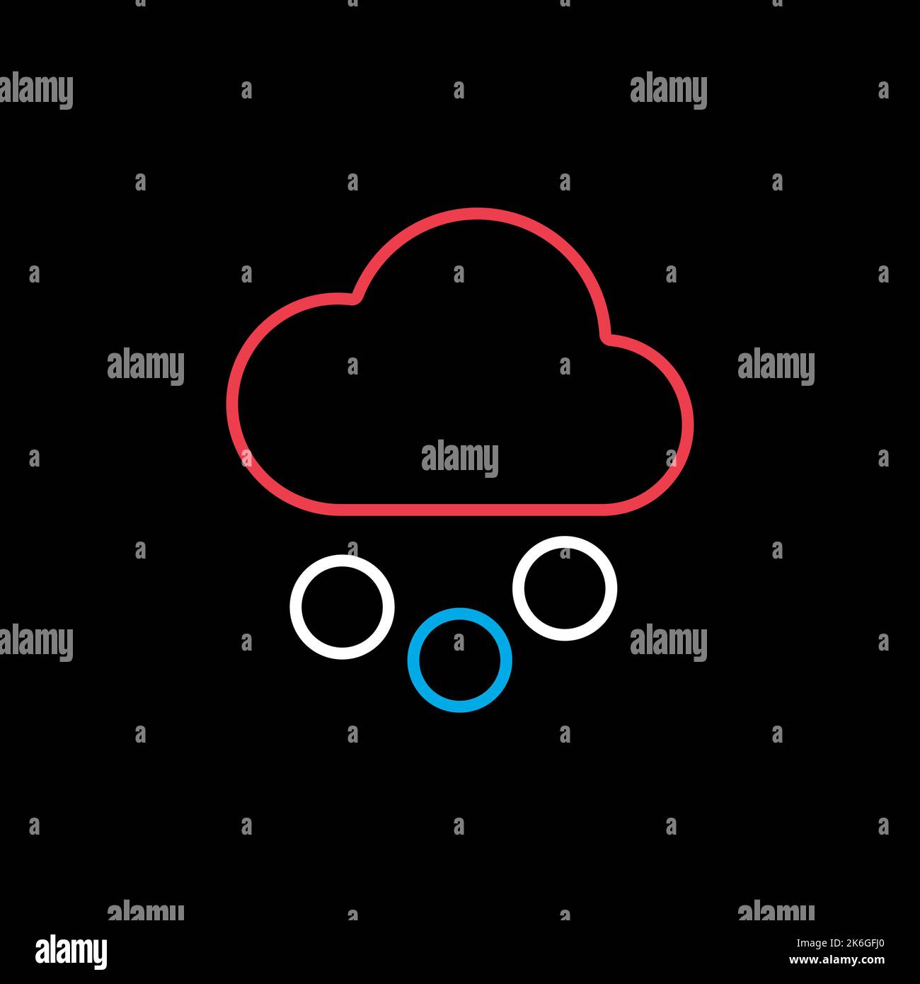 Cloud with snow grain isolated vector icon on black background ...