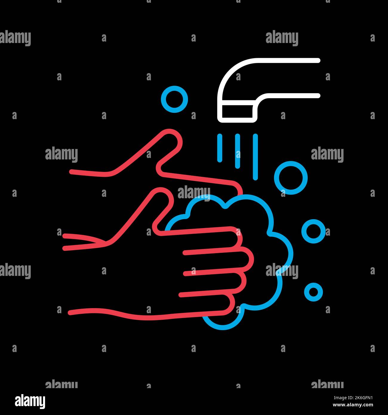 Washing hands with soap to prevent virus and bacteria vector flat icon ...