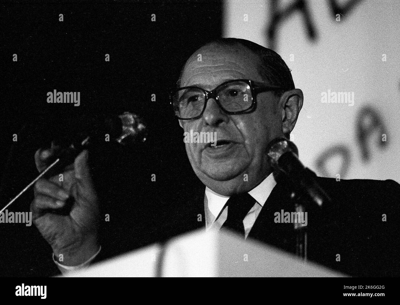 Alvaro Alsogaray, Argentine economist and politician, during his lauch ...