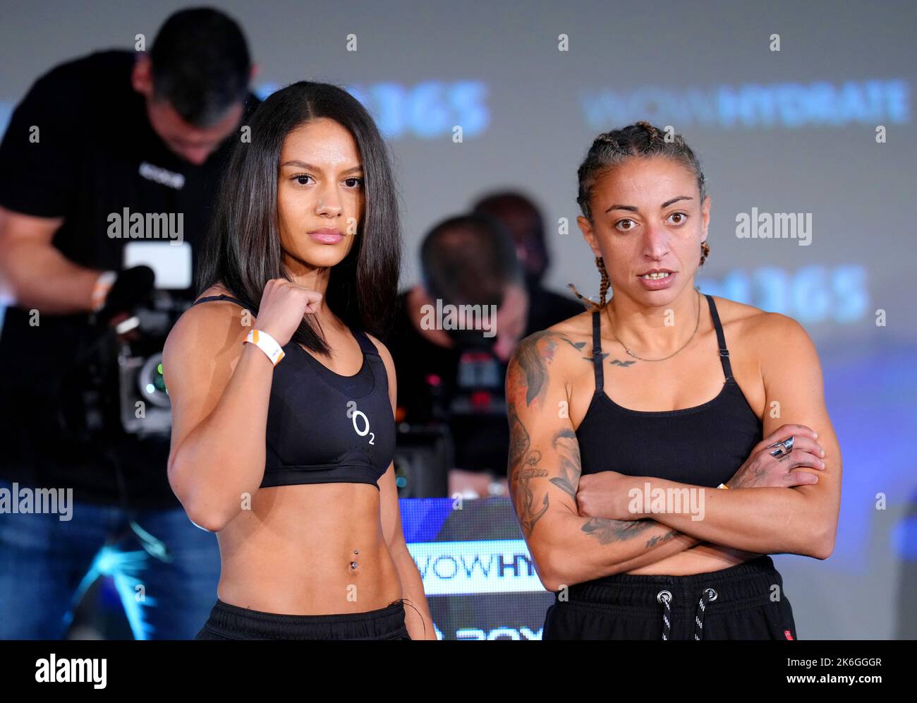 Sahno Ran Shannon Ryan (left) and Buchra El Quaissi during the weigh-in at the ...