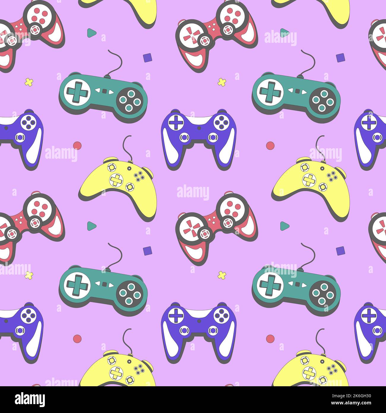 Seamless pattern gamepad in retro style. Game controller vector ...