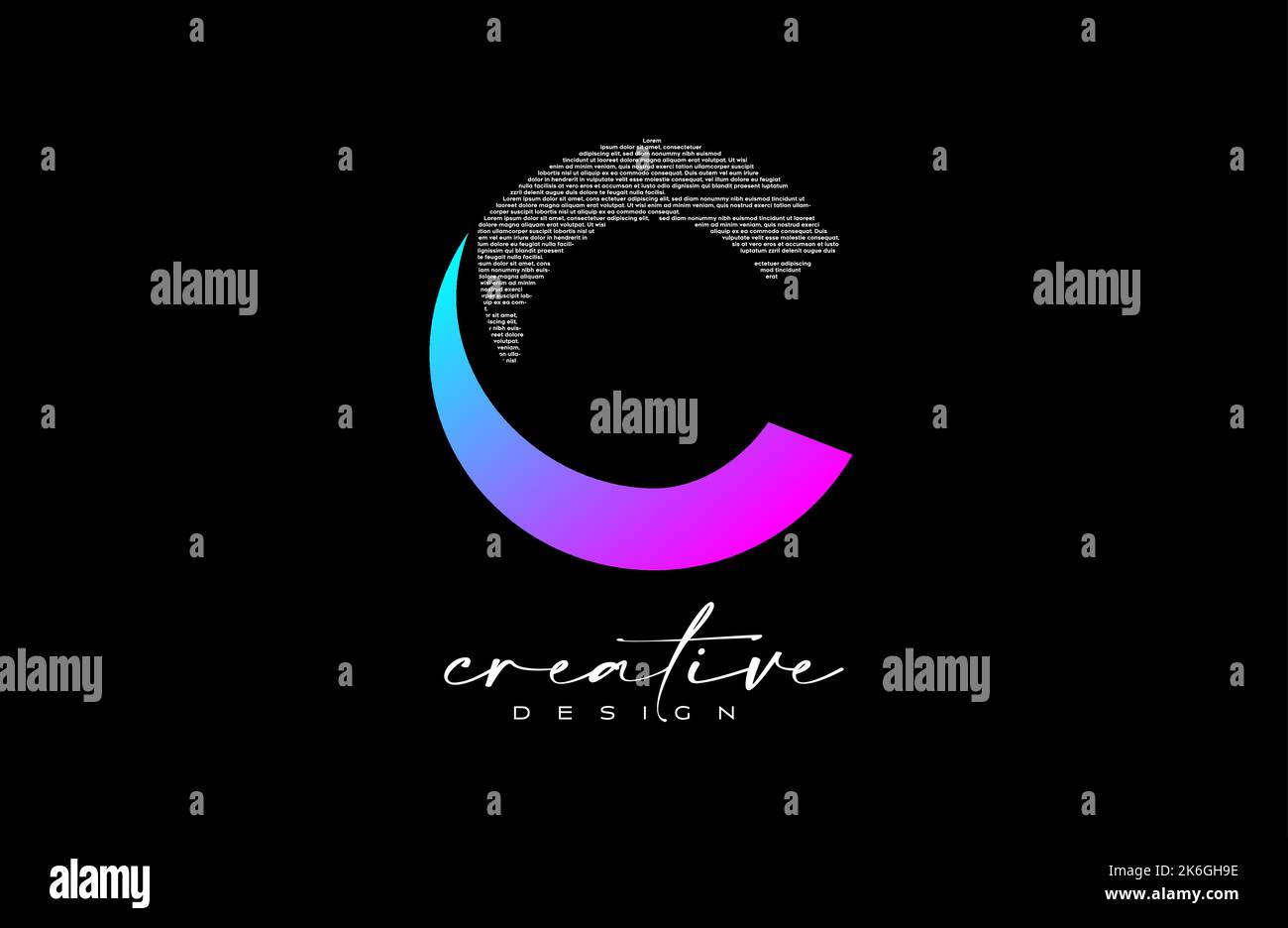 Purple C Letter Logo Design with Creative letter c made of Black text ...