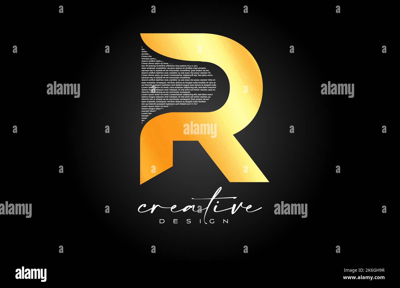 Golden R Letter Logo Design with Creative letter r made of Black text ...