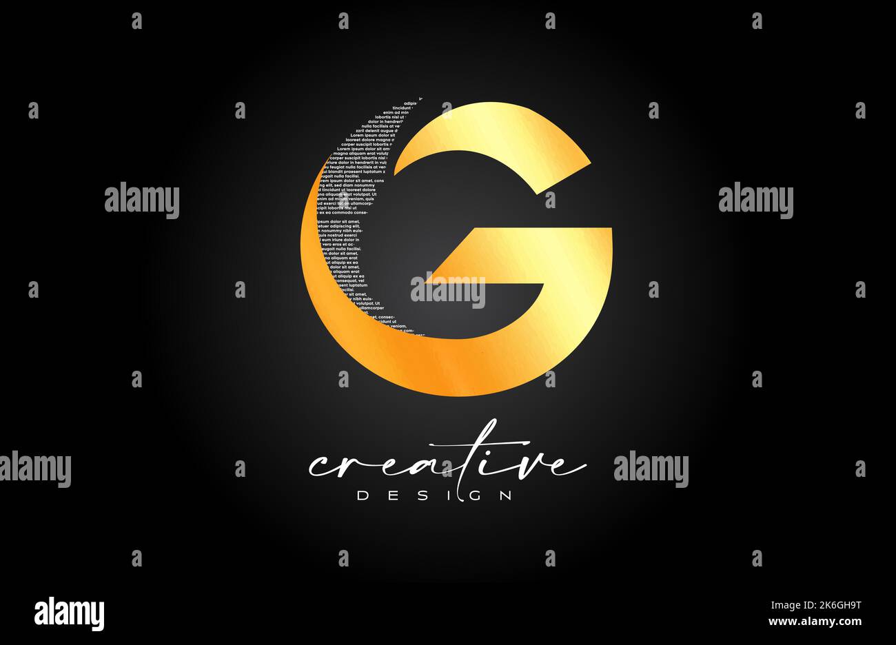 Golden G Letter Logo Design with Creative letter g made of Black text ...