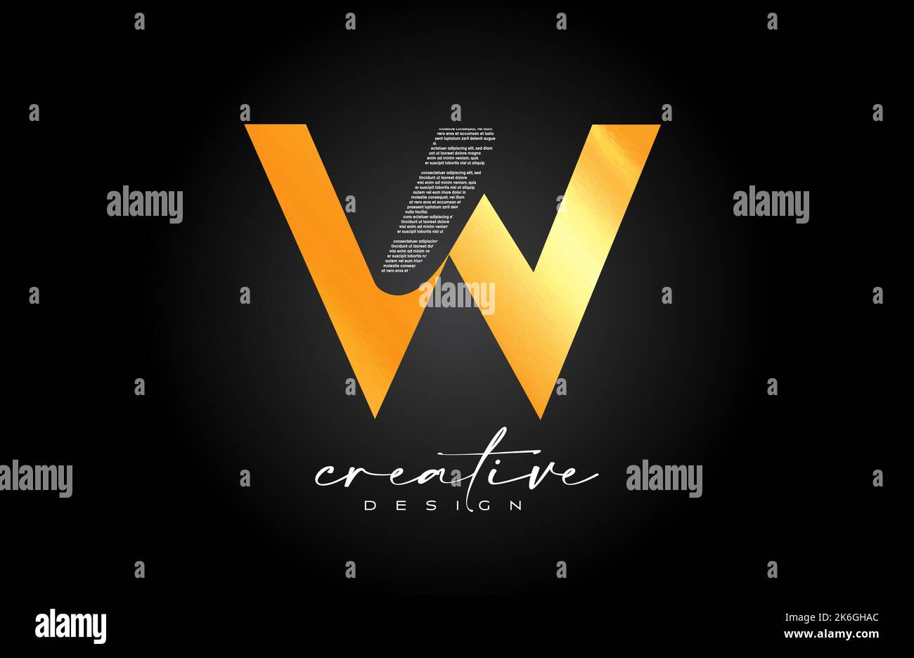 Golden W Letter Logo Design with Creative letter w made of Black text ...
