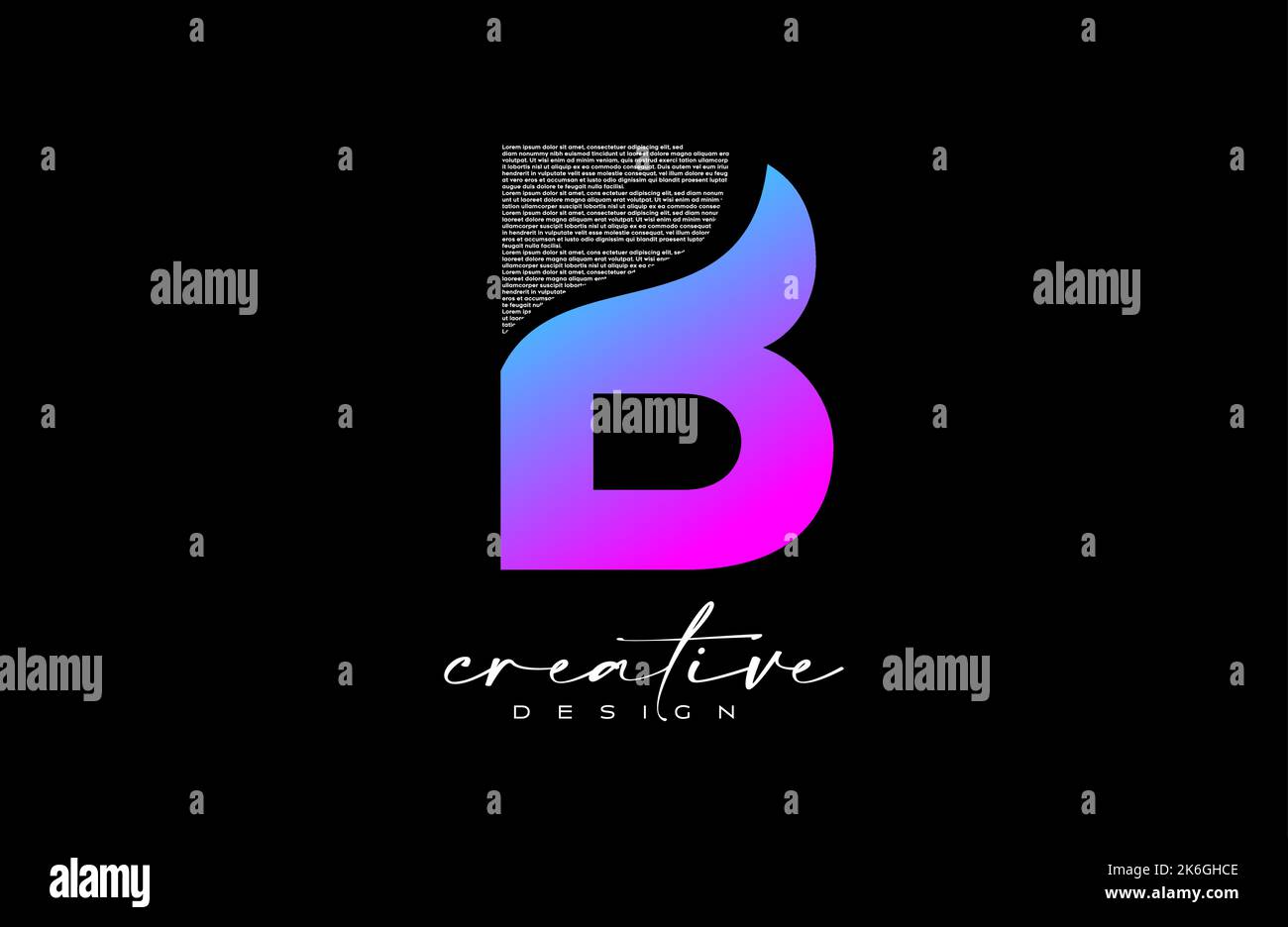 Purple B Letter Logo Design with Creative letter b made of Black text ...