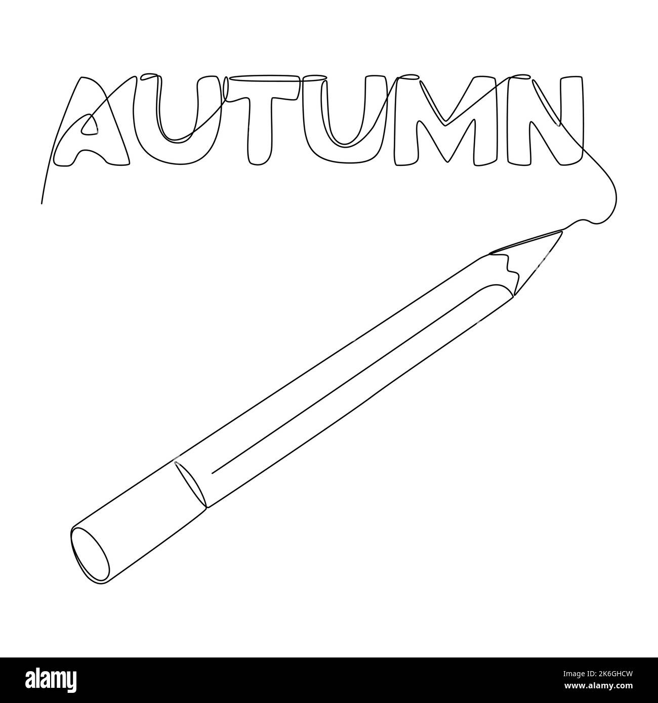 One continuous line of Autumn word written with a pencil. Thin Line Illustration vector concept. Contour Drawing Creative ideas. Stock Vector