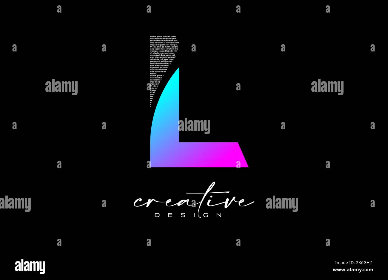 Purple L Letter Logo Design with Creative letter l made of Black text ...