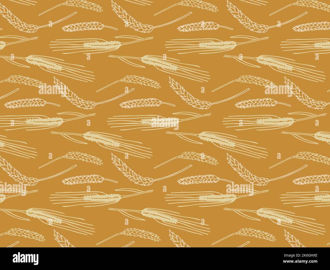 Spring wheat in golden colors pattern Stock Vector