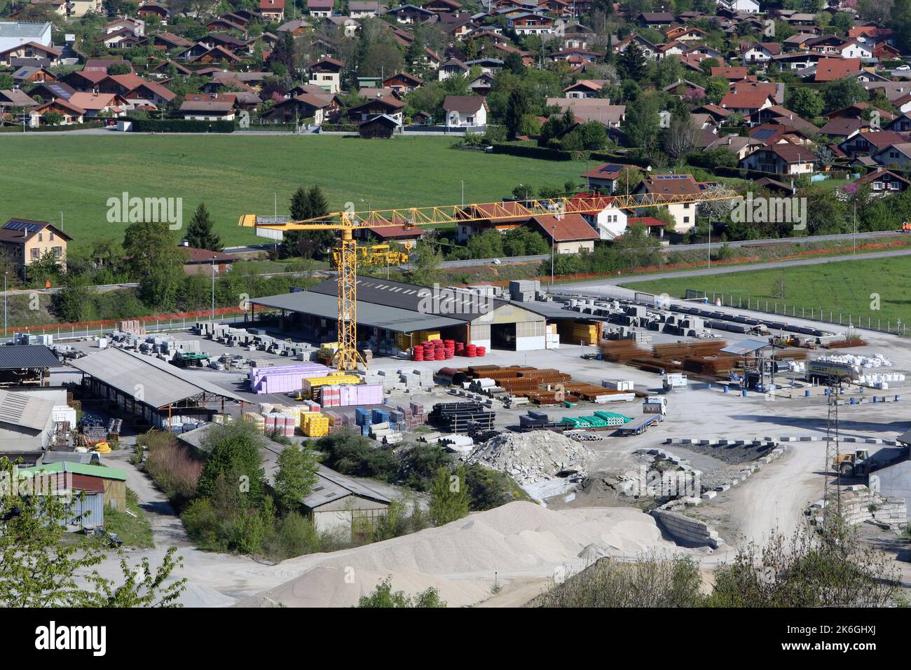 Entreprise de travaux publics : Accro BTP. Passy. Vue depuis Saint-Gervais-les-Bains. Haute-Savoie. Auvergne-Rhône-Alpes. France. Stock Photo