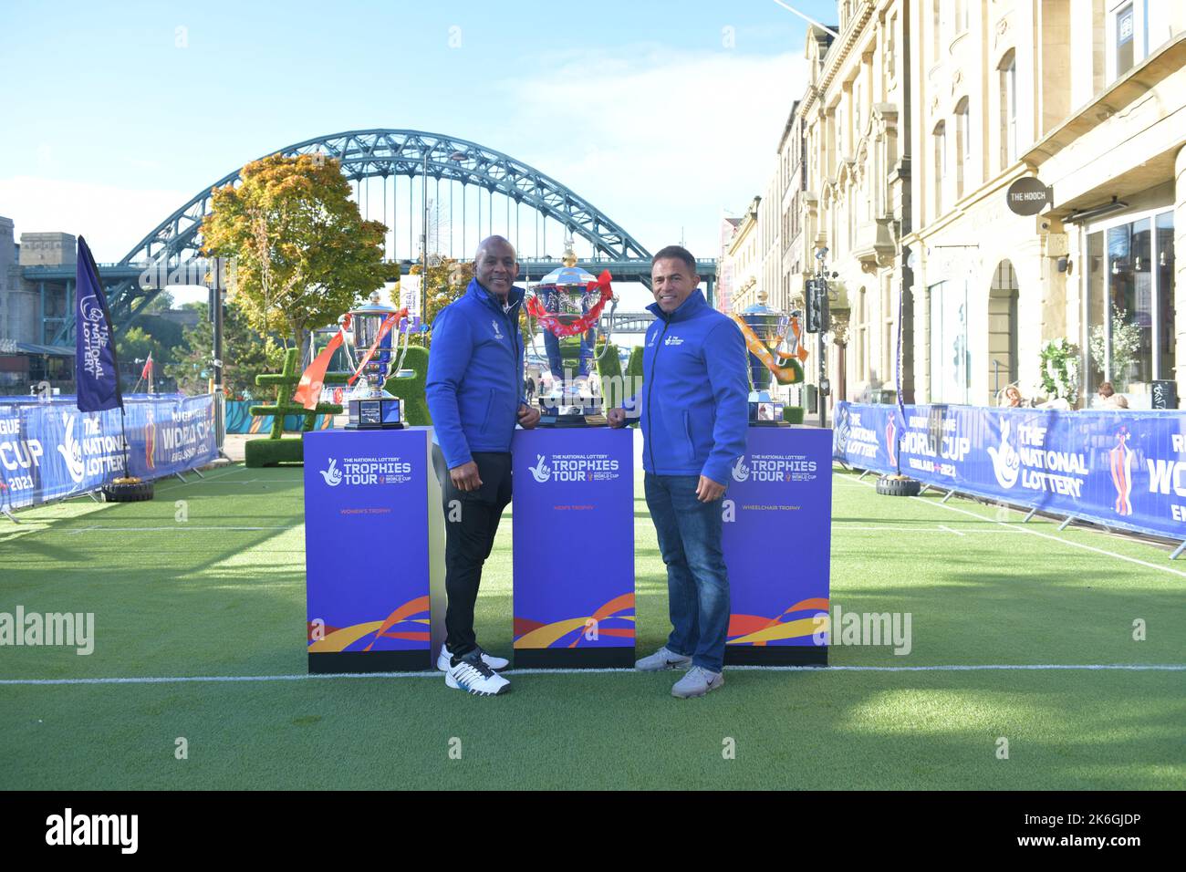 Newcastle's Quayside, UK, 14/10/2022 Rugby League World Cups 2021 on display, Fan Village on Newcastle's Quayside, UK Stock Photo