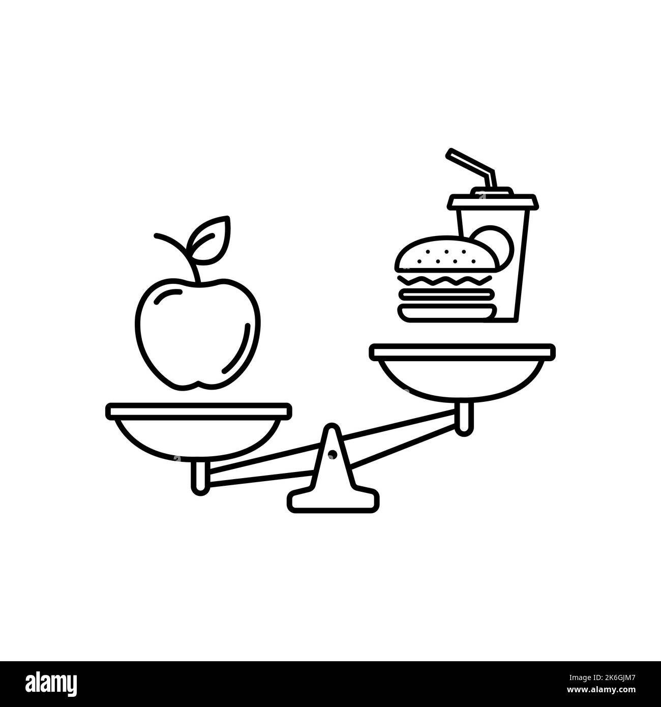 Premium Vector  Hamburger and apple on scales balance between fast and  healthy food diet nutrition fitness