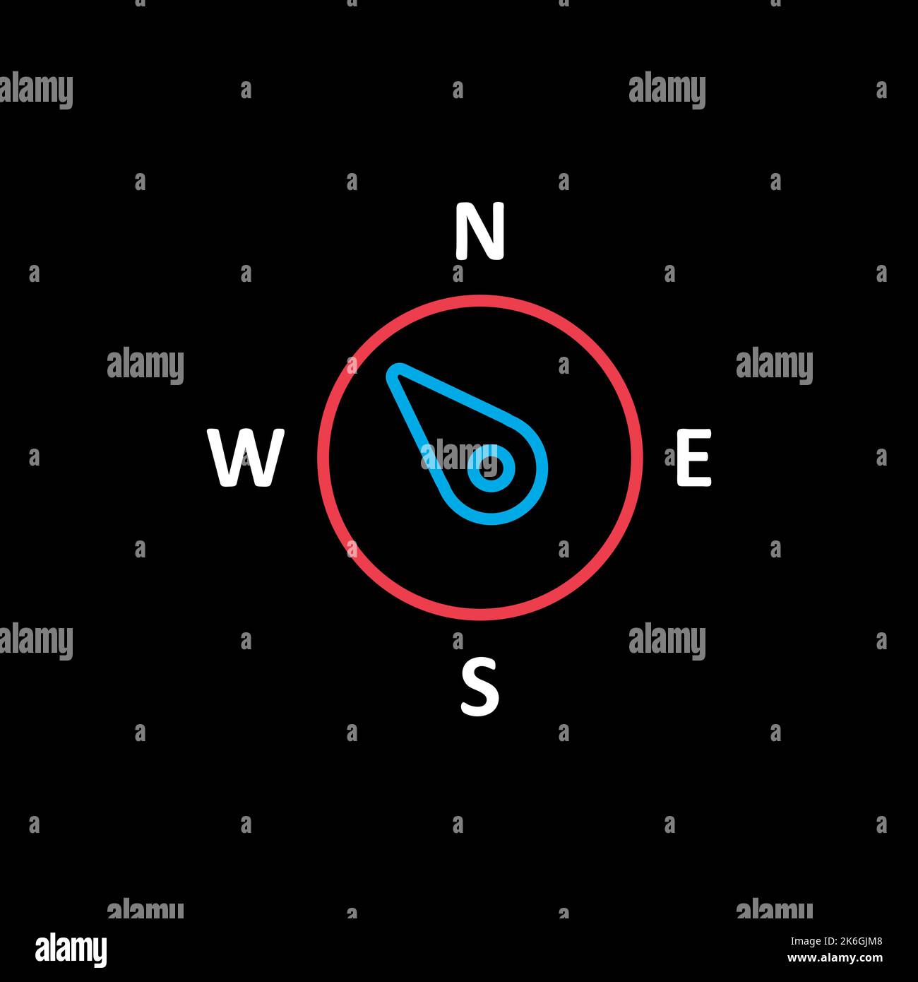 Compass Wind Rose Isolated Vector Icon On Black Background Direction Northwest Meteorology