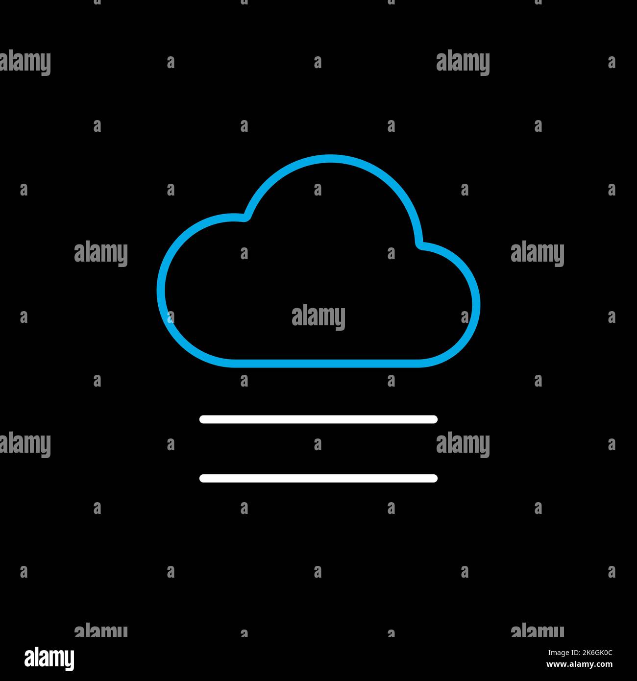 Fog and cloud isolated vector icon on black background. Meteorology ...