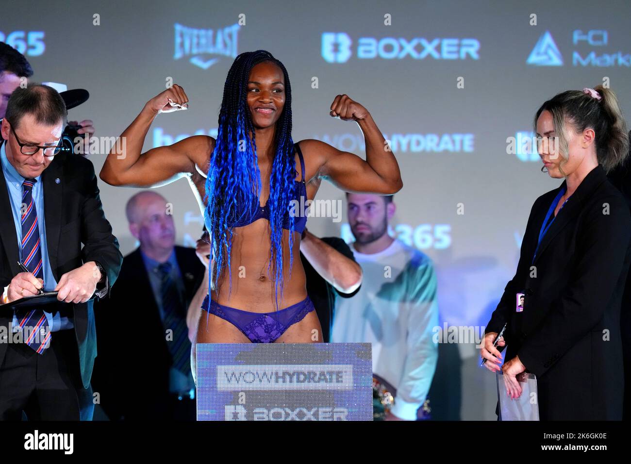 Claressa Shields during the weighin at the Genesis Cinema, London