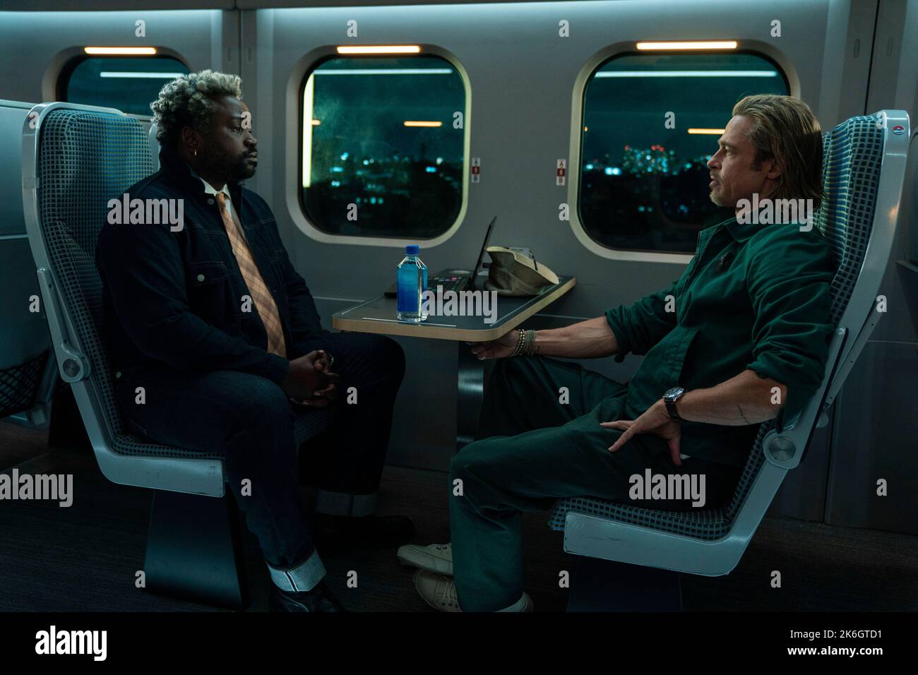 Bullet Train, starring Bryan Tyree Henry and Brad Pitt Stock Photo
