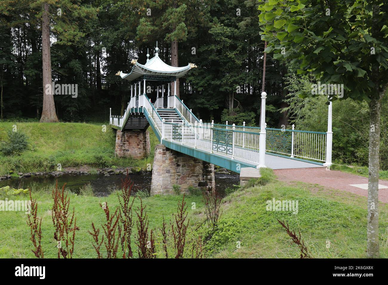 The Chinese Bridge at Dumfries House, in Ayrshire, Scotland crosses the