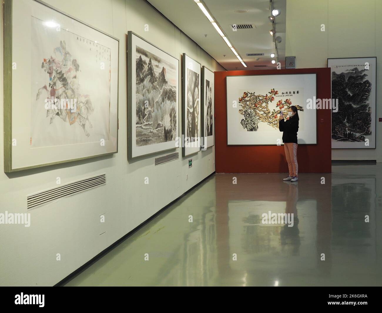 BEIJING, CHINA - OCTOBER 14, 2022 - Visitors visit the Art exhibition
