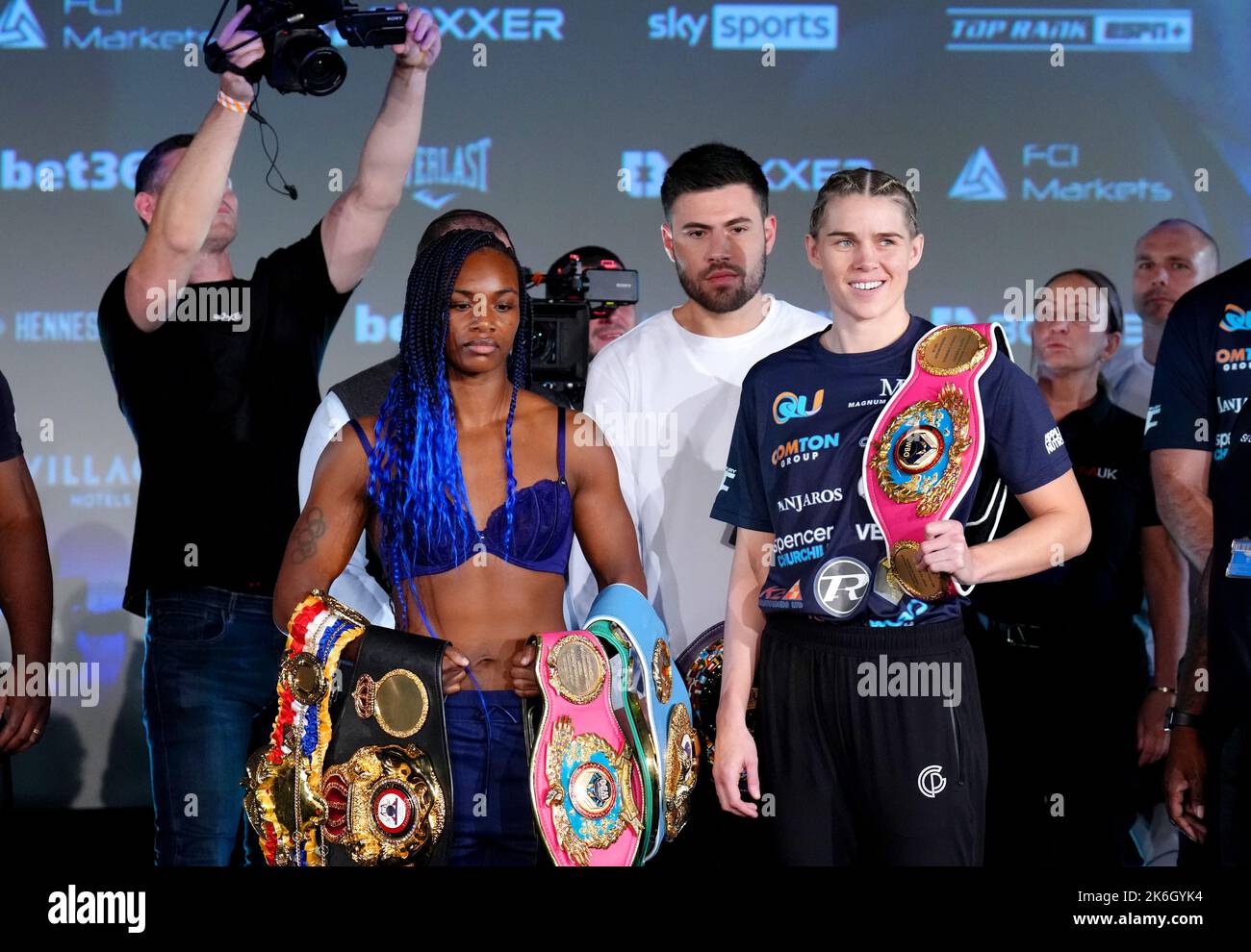 Claressa Shields (left) and Savannah Marshall during the weighin at