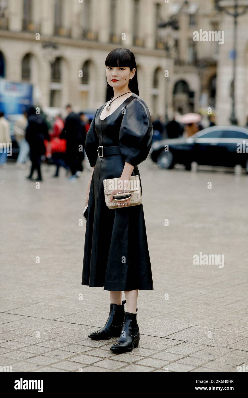 Street style, Kozue Akimoto arriving at Chloe Spring Summer 2023 show