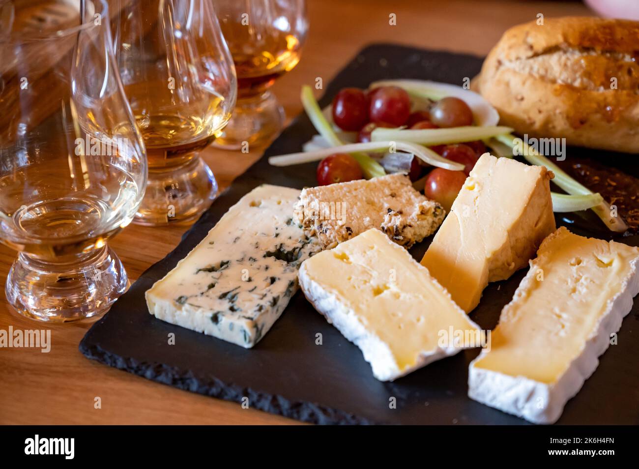 Pairing of scotch whiskies and farmers scottish cheeses cheddar