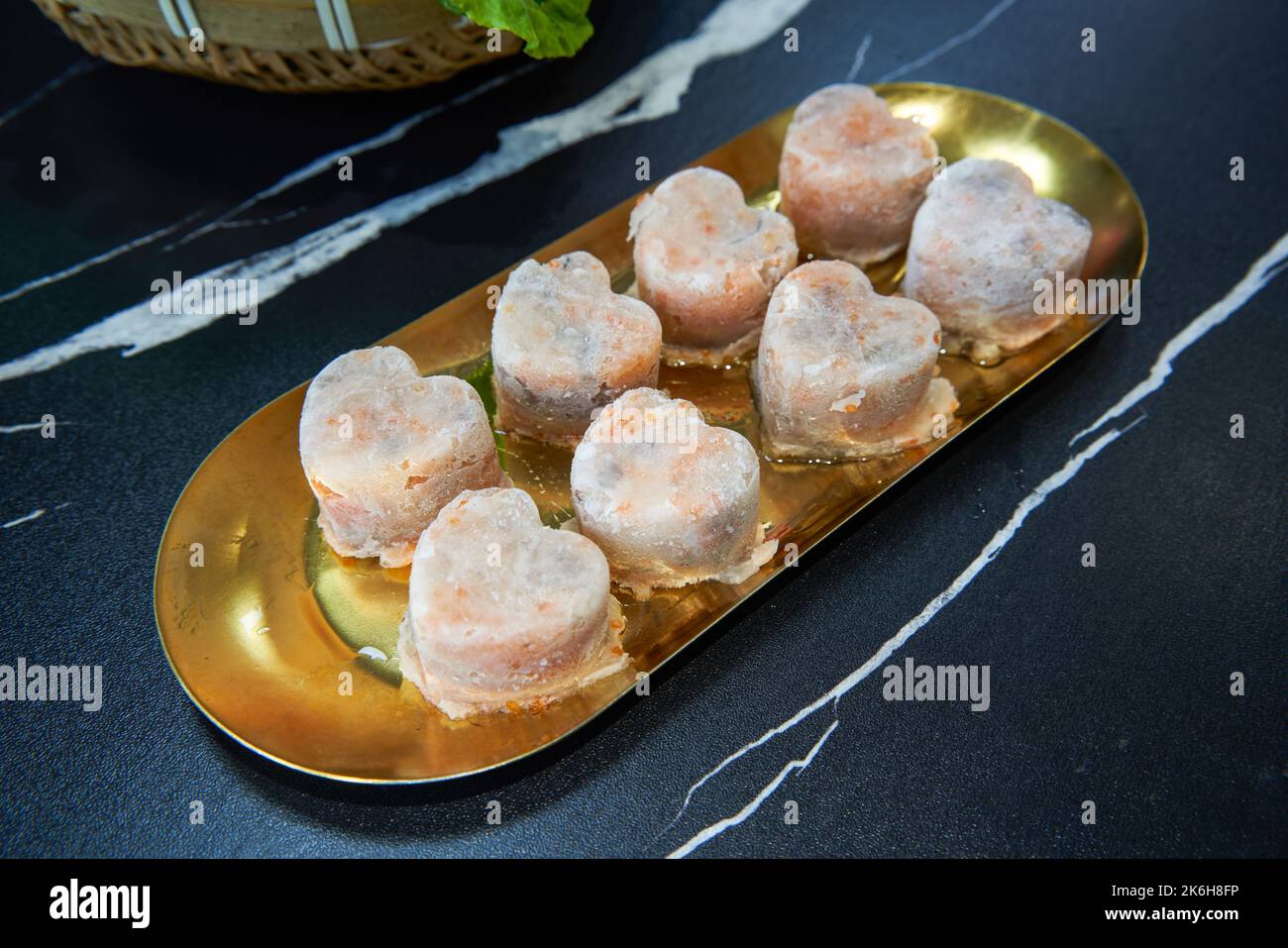 A plate of fresh hot pot dishes, fresh and sweet shrimp slippery Stock ...