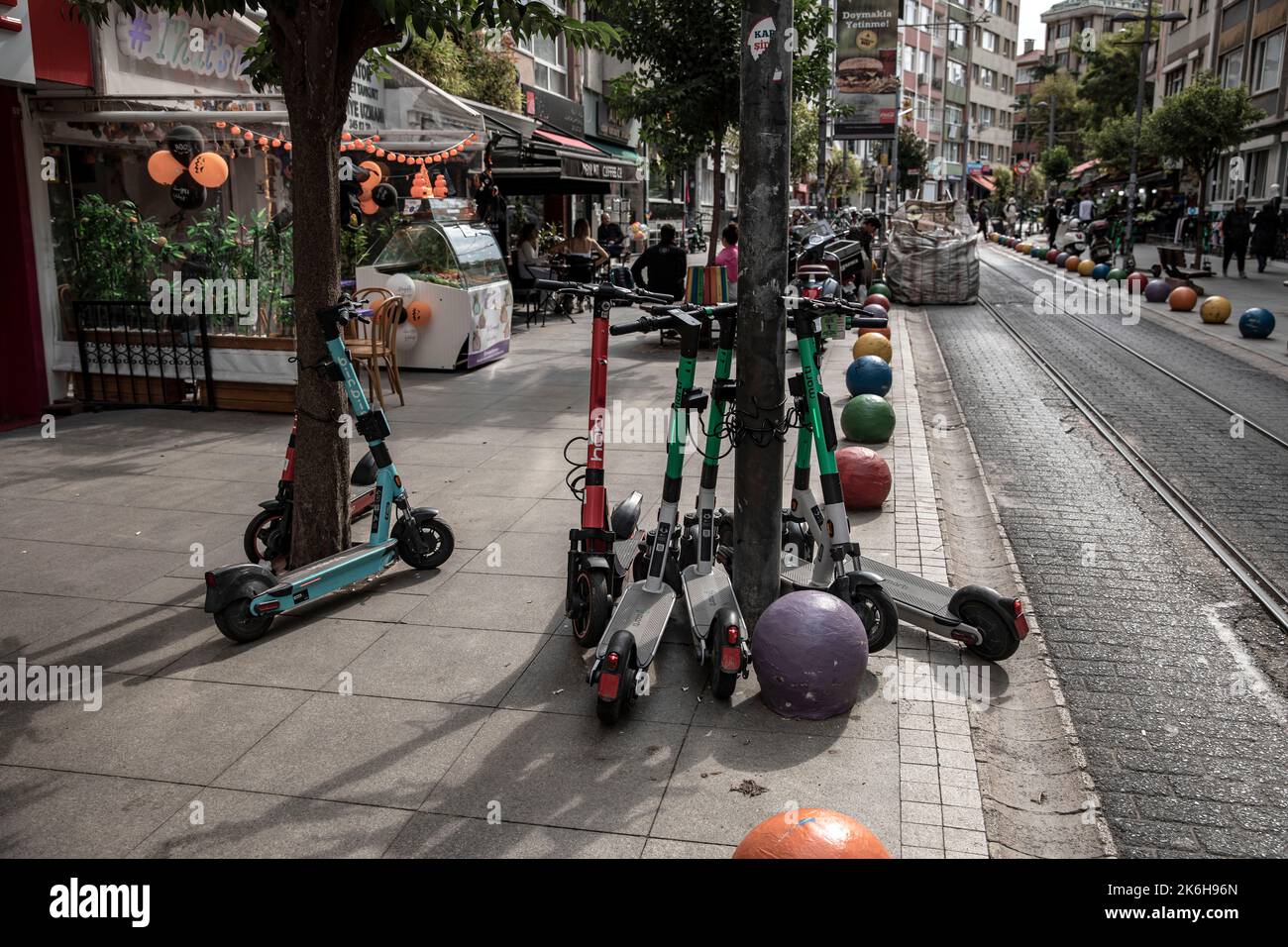 Istanbul Turkey 14th Oct 2022 Scooters Seen Parked Along The Streets In Istanbul Kadikoy 3376