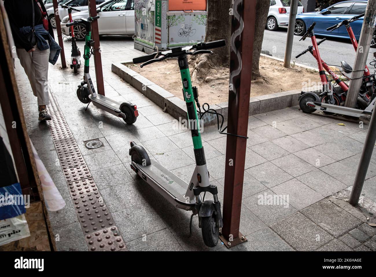 Istanbul, Turkey. 14th Oct, 2022. Scooters seen parked along the
