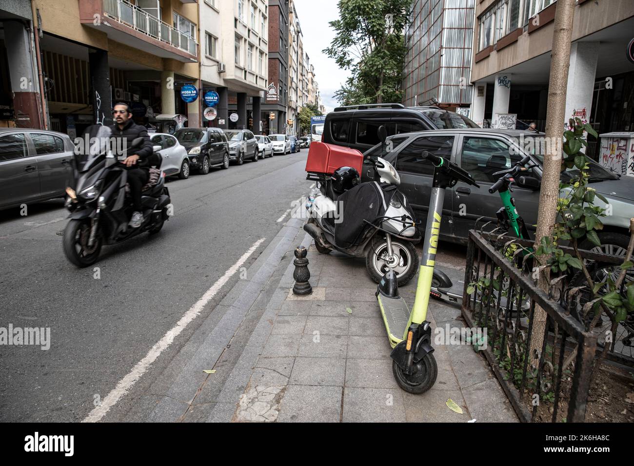 Istanbul, Turkey. 14th Oct, 2022. A scooter seen parked along the
