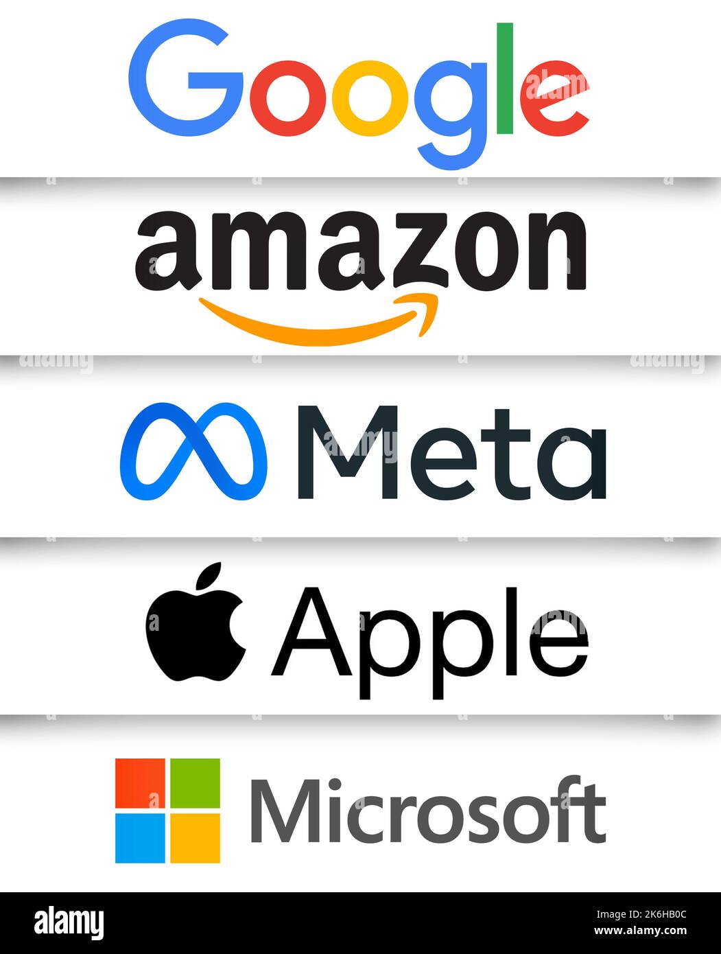 Big Tech - the five largest companies in the information technology industry Stock Photo