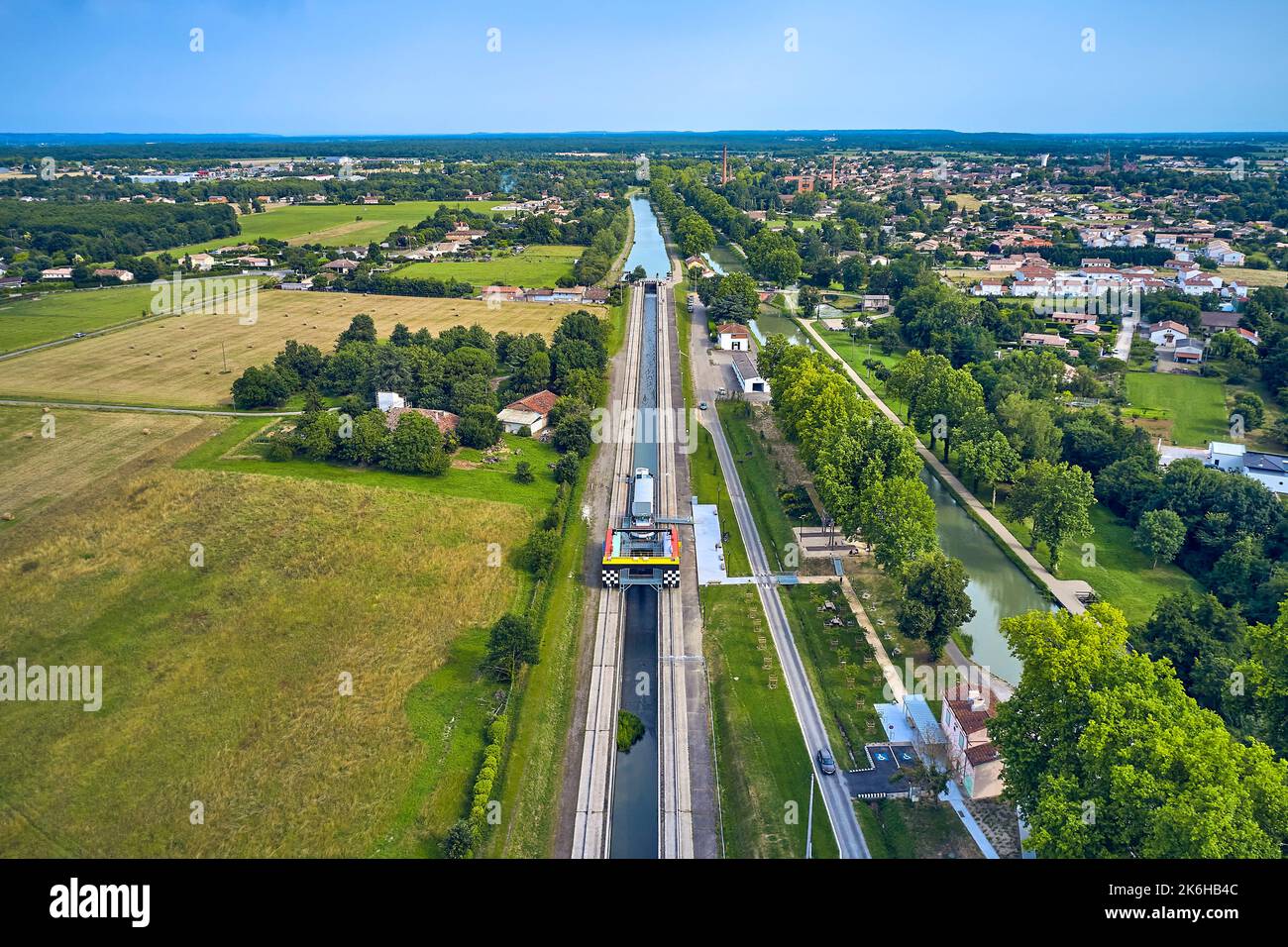 Montech (south western France): aerial view of the Montech water slope ...