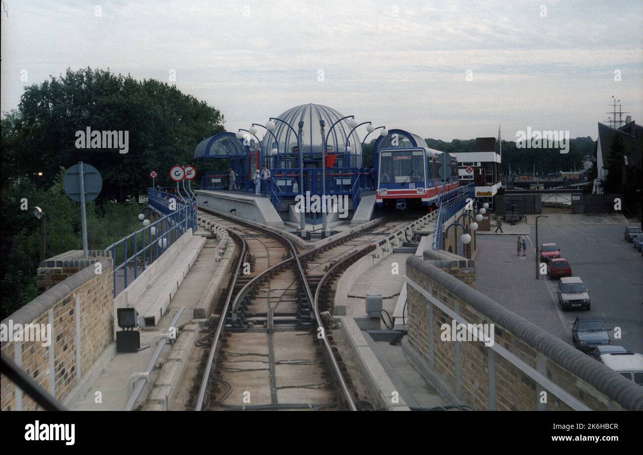 The original elevated Island Gardens station, southern terminal on