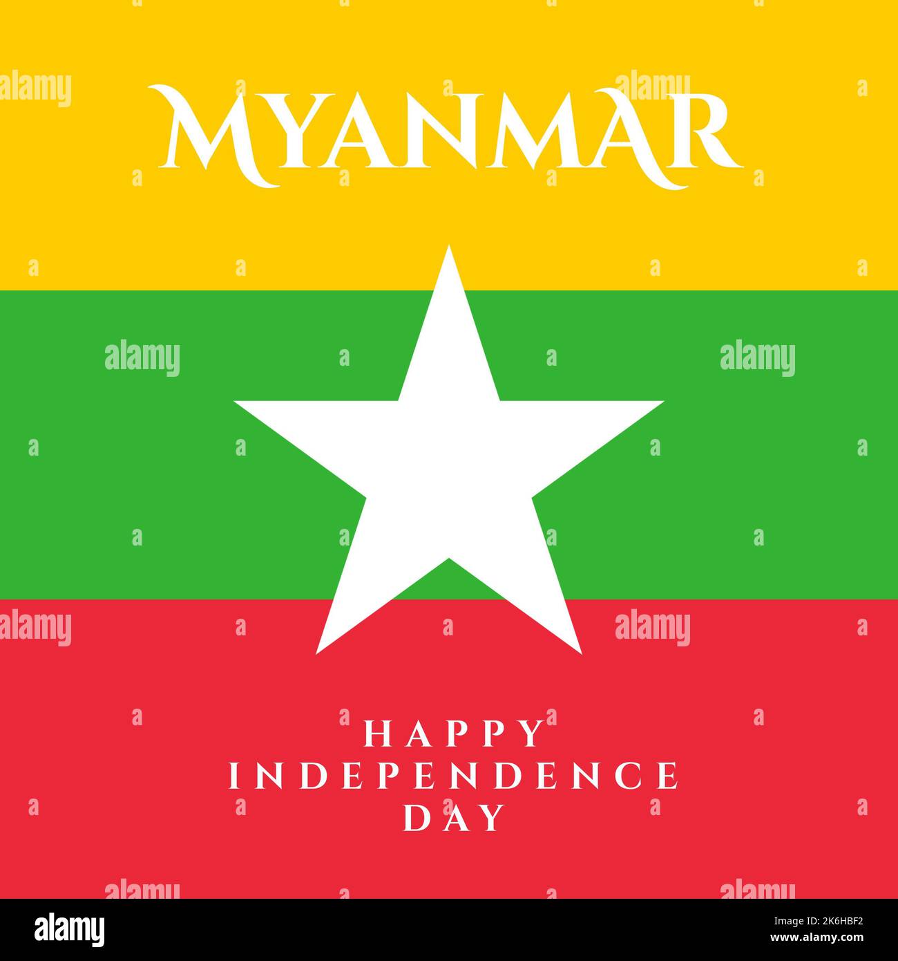 Composition of myanmar independence day text over flag of myanmar Stock ...