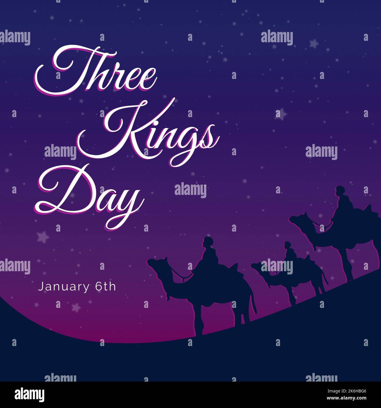 Composition of three kings day text over nativity Stock Photo Alamy