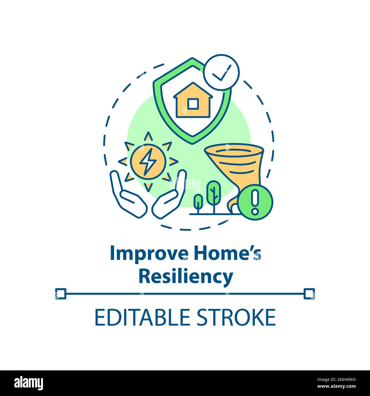 Improve home resiliency during power outages concept icon Stock Vector